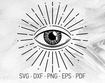 All Seeing Eye SVG Cricut Cut Files, Eye Mandala Shirt Design, Spiritual Religious Symbol [svg dxf png eps pdf]