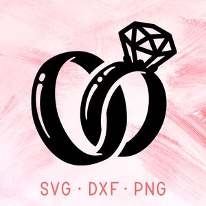 Diamanten Ring SVG, DXF, PNG Trouwringen, Verlovingsring Svg Bestanden voor Cricut, Bruiloft Vinyl Decor, Huwelijk Clipart, Bruid & Bruidegom Decor