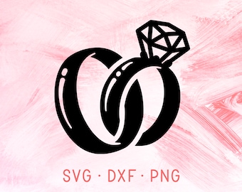 Diamond Ring SVG, DXF, PNG Wedding Rings, Engagement Ring Svg Files For Cricut, Wedding Vinyl Decor, Marriage Clipart, Bride & Groom Decor