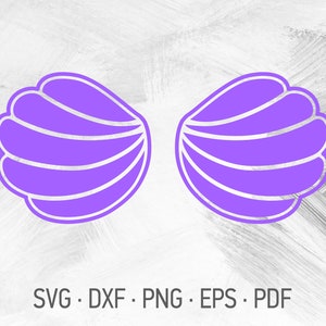 Sirène coquille soutien-gorge fichiers SVG pour Cricut, mignon bébé fille sirène coquilles chemise Design [svg dxf png eps pdf]
