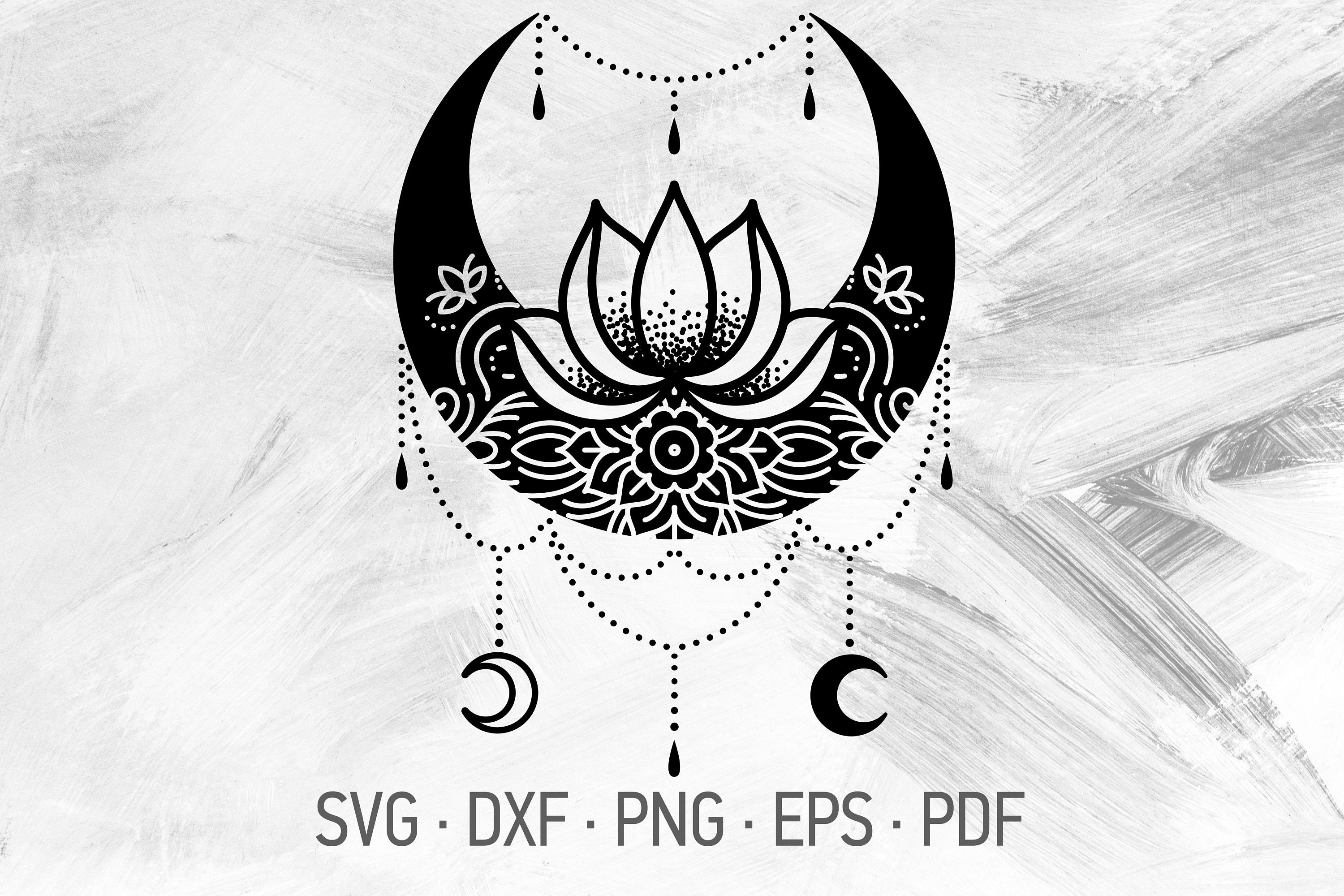 Download Lotus Moon Mandala Svg Cricut Cut Files Crescent Moon Lotus Etsy