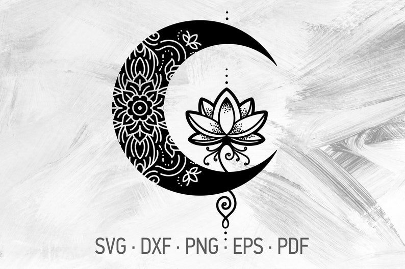 Download Lotus Moon Mandala SVG Cricut Cut Files Crescent Moon ...
