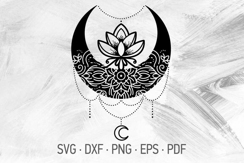 Download Buddhist Symbol Lotus Moon Mandala Svg Cricut Cut Files Svg Dxf Png Eps Pdf Buddhist Crescent Moon Tattoo Design Clip Art Art Collectibles Vadel Com