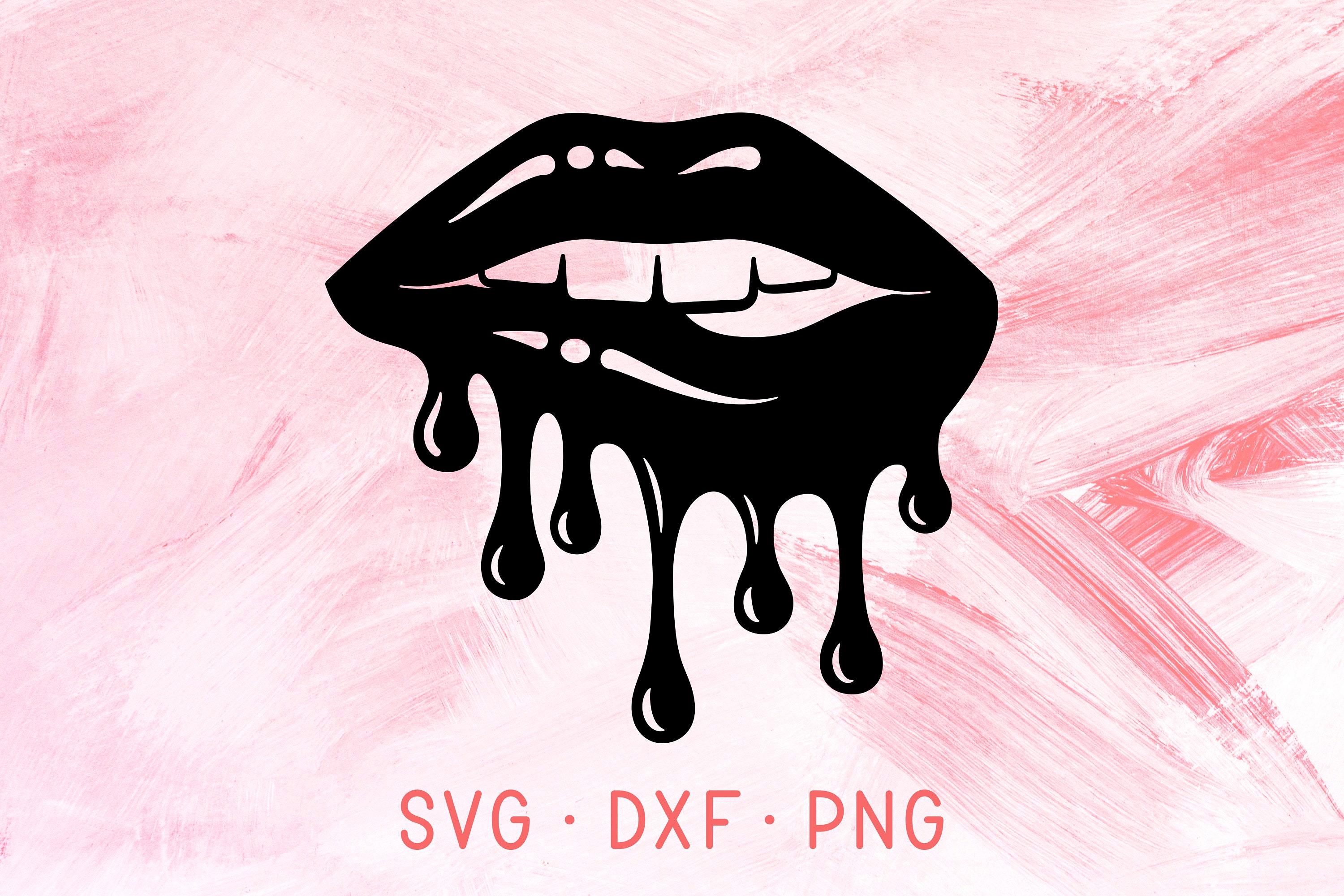 Pretty Lips Digital File Cutter Machine Cricut Dripping Lips PNG Stencil Cu...