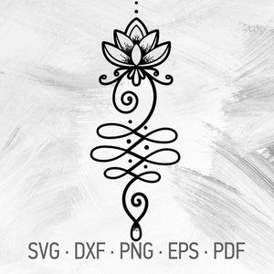 Unalome SVG Cricut Cut Files, Lotus Flower Mandala Shirt Design, Meditation Yoga Spiritual Symbol [svg dxf png eps pdf]