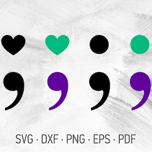 Semicolon SVG Bundle Cricut Cut Files, Depression Suicide Awareness Prevention Symbol with Heart, Mental Health Month [svg dxf png eps pdf]