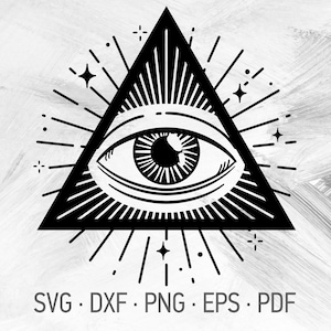 All Seeing Eye SVG Cricut Cut Files, Illuminati Symbol Shirt Design [svg dxf png eps pdf]