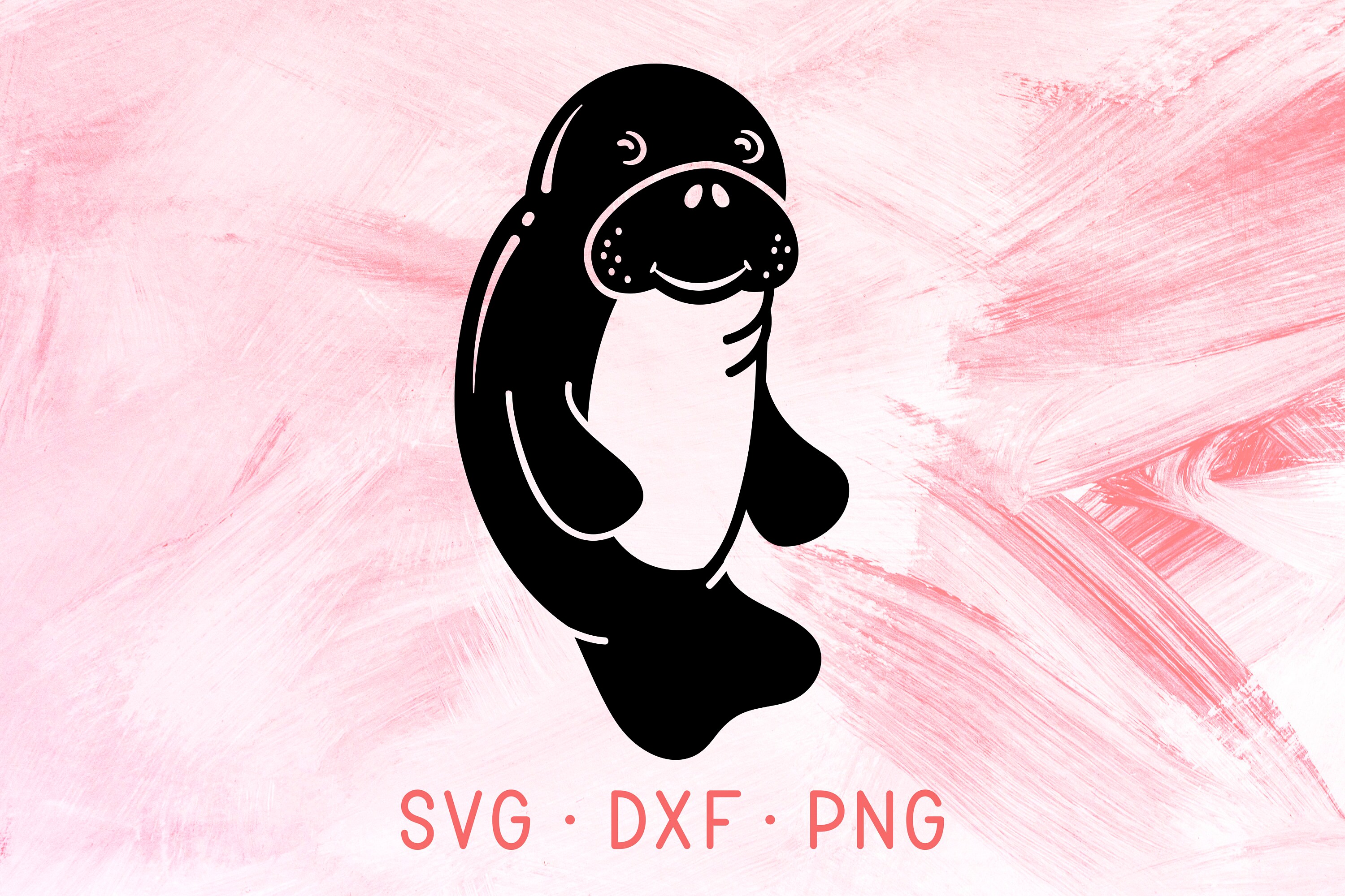 Manatee SVG DXF PNG Cricut Silhouette Cut Files Smiling Sea | Etsy