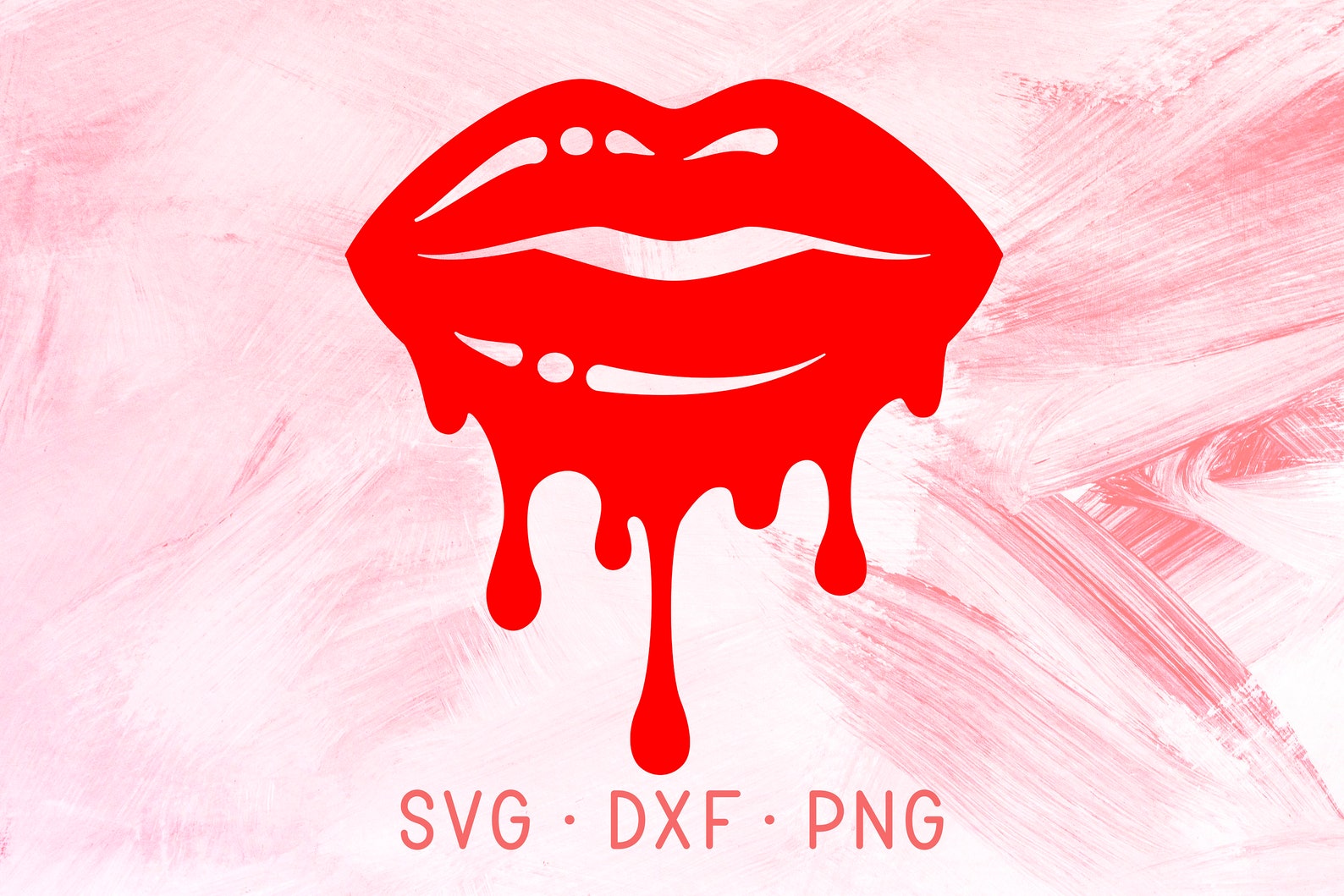 Dripping Lips SVG DXF PNG Cutting Files For Cricut Red Glossy image 0.