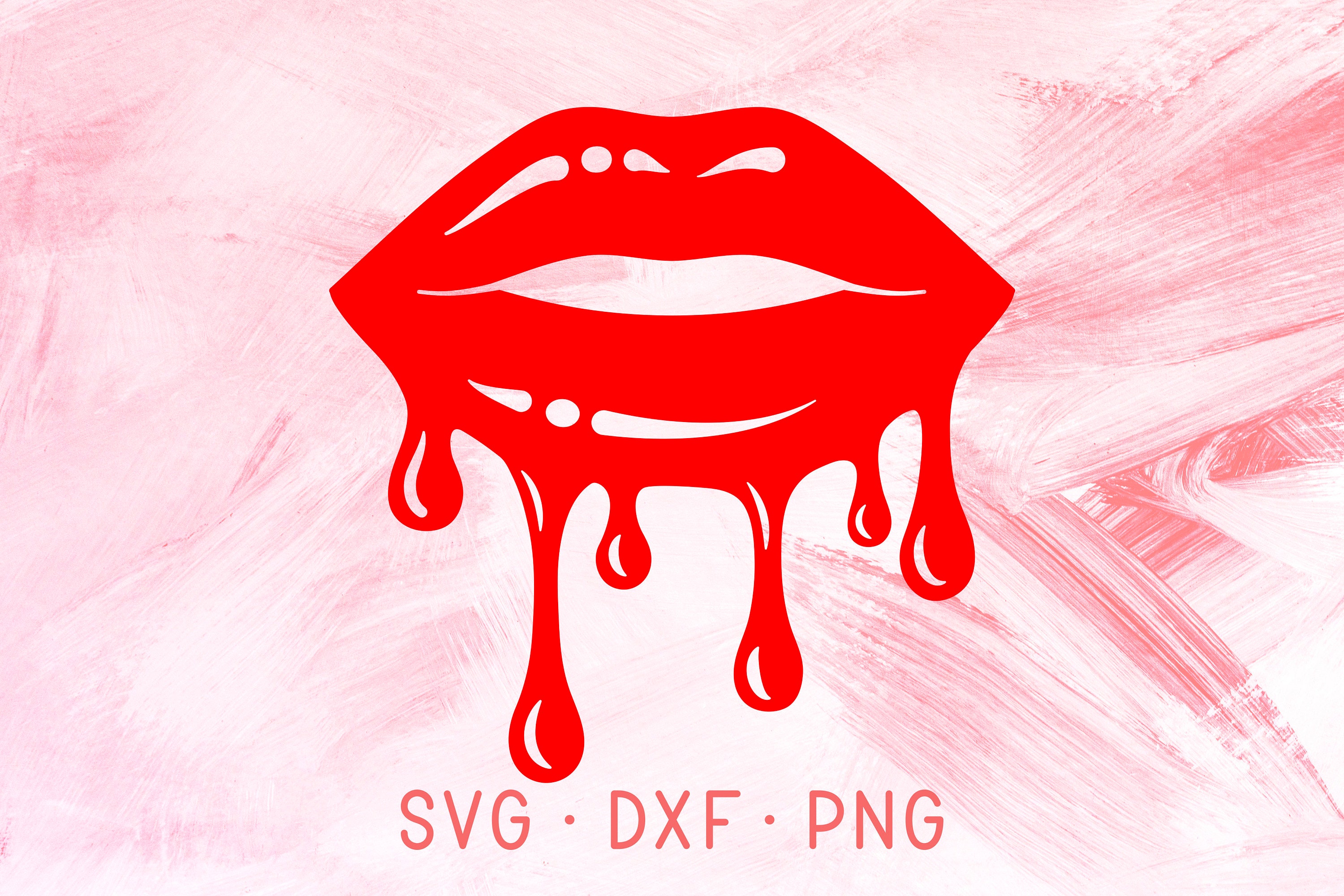 Red Dripping Lips SVG Files For Cricut, DXF PNG Cut File, Lip Gloss Sexy Ma...