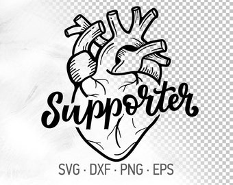 Heart Warrior Supporter SVG Cricut Cut Files, Anatomical Heart Chd Awareness Shirt Designs, Warrior Heart Mom / Mama [svg dxf png eps pdf]