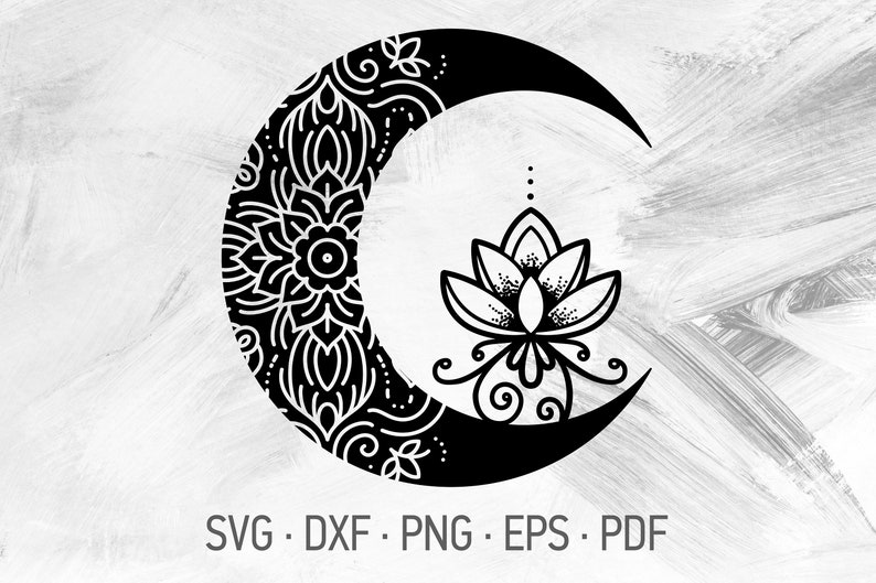 Lotus Moon Mandala SVG Cricut Cut Files Crescent Moon Lotus | Etsy