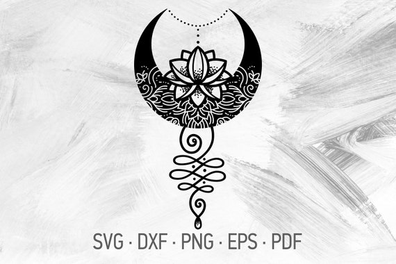 Unalome Lotus Moon Mandala SVG Cricut Cut Files Crescent Moon Unalome Lotus Moon Mandala SVG Cricut Cut Files Crescent Moon