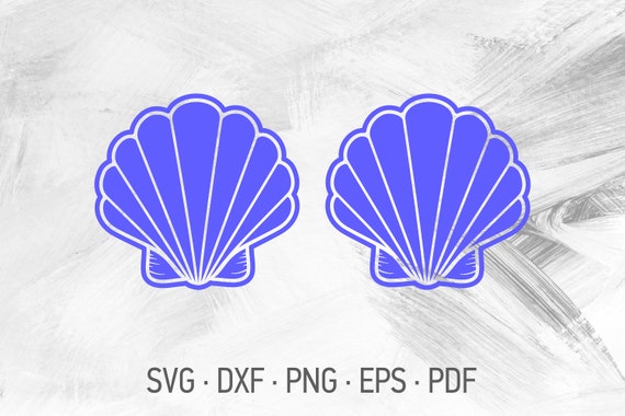 Mermaid Shell Bra SVG Files For Cricut, Cute Mermaid Seashell Top Design  [svg dxf png eps pdf]
