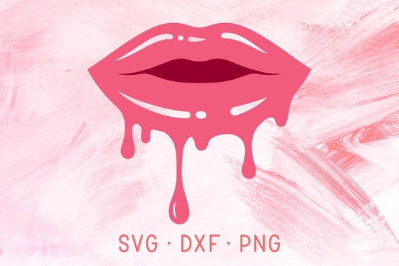 Dripping Lips SVG DXF PNG Silhouette & Cricut Cut Files, Sexy Make Up L...