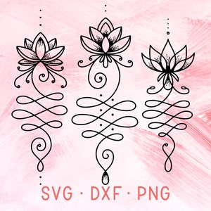 UNALOME SVG, Lotus SVG, Yoga Svg, Lotus Flower Svg, Namaste Svg, Lotus Clipart, Unalome Sacred Geometry Symbol, Lotus Dxf Healing Yoga Logo