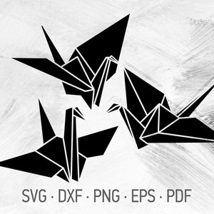Origami Kranich SVG-Dateien für Cricut, japanische niedliche Papier Kranich Tier Dekor, Tierarzt Logo Design | svg dxf png eps pdf