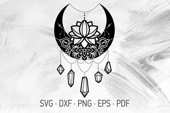 Download Lotus Crystal Moon Mandala Svg Cricut Cut Files Crescent Moon Etsy