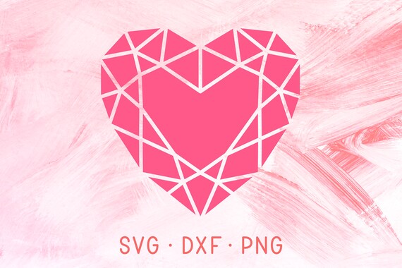 Download Pink Heart Diamond Svg Dxf Png Crystal Clipart File For Etsy