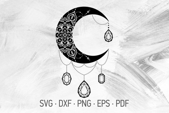 Download Art Collectibles Clip Art Healing Crystals Diamonds Tattoo Symbol Crescent Moon Lotus Design Crystal Moon Mandala Svg Cricut Cut Files Svg Dxf Png Eps Pdf