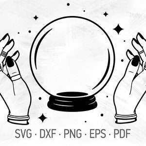 Crystal Ball SVG Cricut Cut Files, Magic Ball for Psychic Reading, Wizard Boho Symbol [svg dxf png eps pdf]