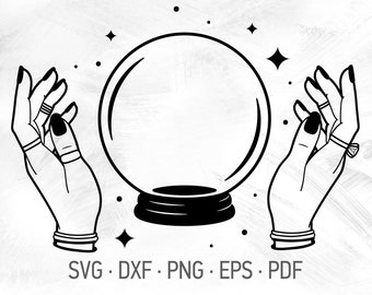 Crystal Ball SVG Cricut Cut Files, Magic Ball for Psychic Reading, Wizard Boho Symbol [svg dxf png eps pdf]