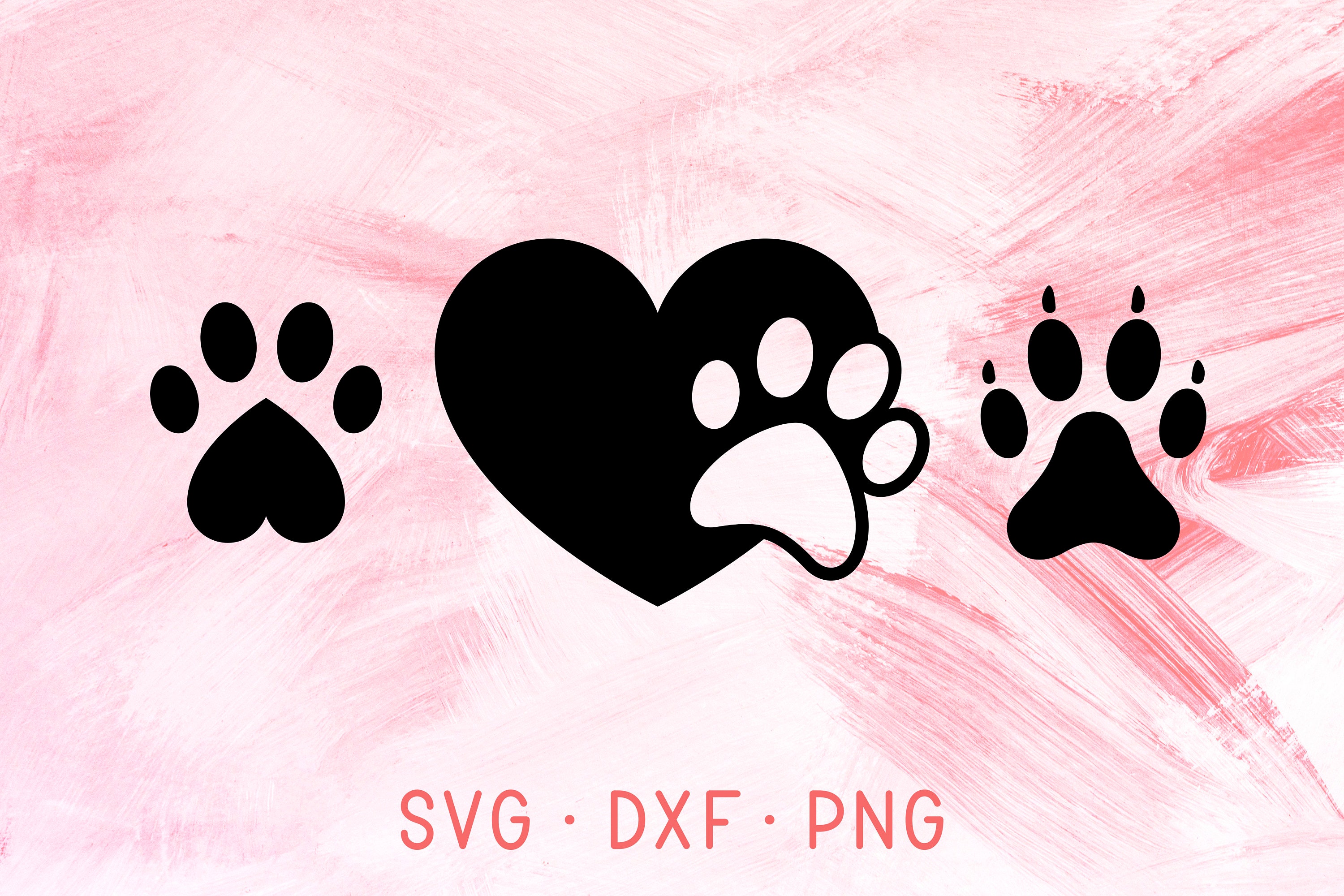 Heart Paw SVG DXF PNG Cut Files, Funny Pet Paw Print Cricut Bundle Files, C...