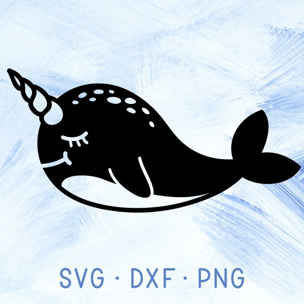 Narwhal SVG, Narwhale SVG DXF Png Nautical Svg Cricut Files, Narwhal Clipart, Nursery Baby Shower Decor, Silhouette Whale Svg, Sea Creature
