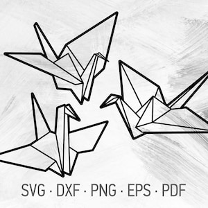 Origami Kranich SVG Bundle Dateien für Cricut, japanische Dekor, Papier Kranich Logo Design [svg dxf png eps pdf]