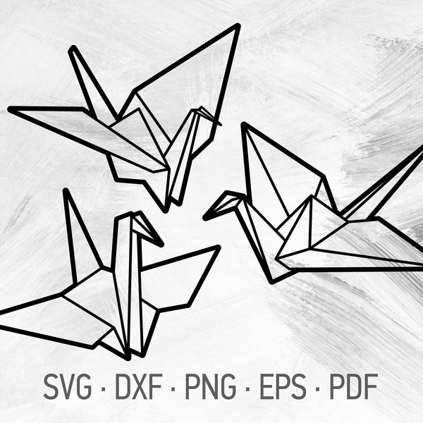 Origami Crane SVG Bundle Files For Cricut, Japanese Decor, Paper Crane Logo Design [svg dxf png eps pdf]