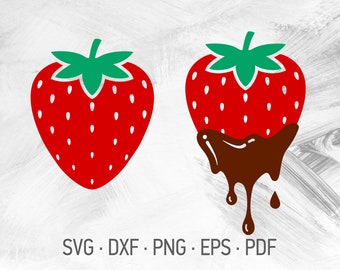 Strawberry SVG Files For Cricut, Colorful Dripping Chocolate Strawberry Design, Chocolate Covered Strawberries [svg dxf png epd pdf]