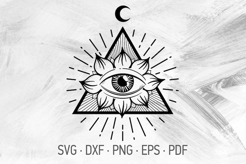 Download Art Collectibles Clip Art Oriental Symbol Lotus Eye Moon Mandala Svg Cricut Cut Files Svg Dxf Png Eps Pdf Crescent Moon Lotus Shirt Design