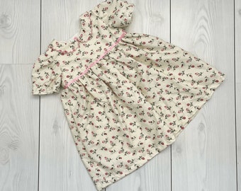 Abito tradizionale da bambina, abito floreale per neonati e bambini, abito con colletto, abito a maniche corte, grazioso abito da bambina, abito in cotone per bambine