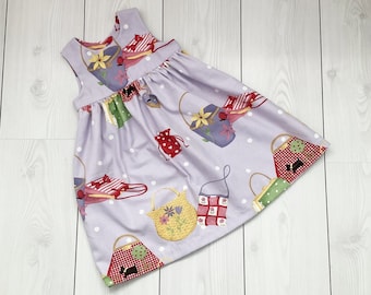 robe d’été lilas filles, enfants et robe de bébé, robe d’impression de plage, robe sans manches