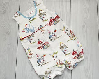 Tutina corta unisex Cath Kidston, tutina da circo per bambini, completo estivo per neonati.