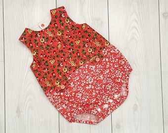 pagliaccetto floreale per neonate, pagliaccetto senza maniche, pagliaccetto per neonati liberty london, vestiti estivi per neonate, pagliaccetto rosa per neonati