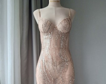 Sexy Nude Mesh Dress | Etsy