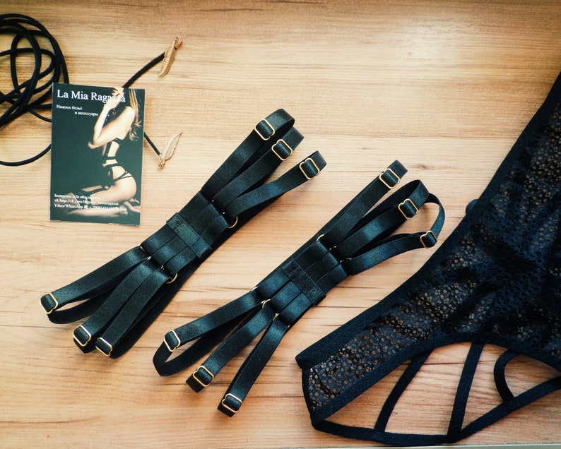 Thigh Garter Leg Garter Stockings Black Garter Harness Leg Etsy