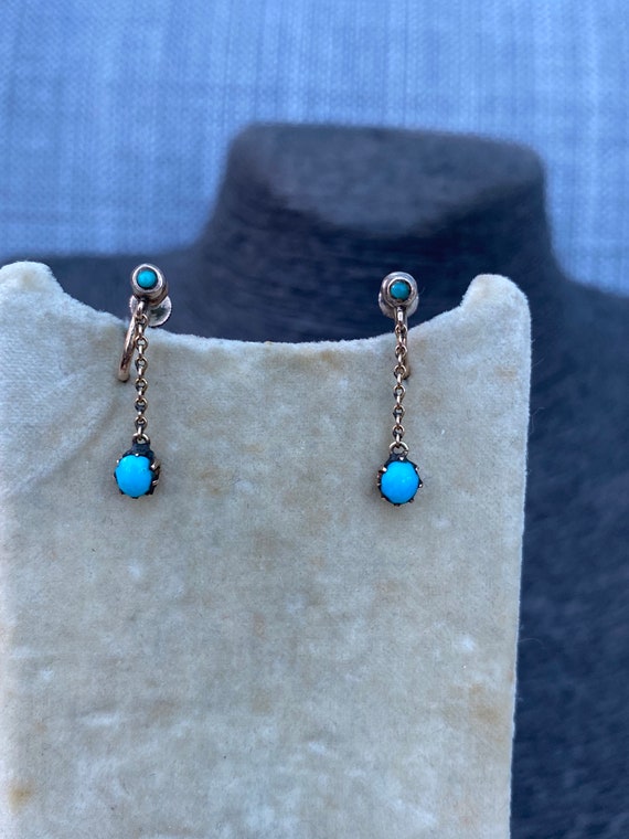 Qaulity Antique Victorian Gold and Turqoise Dangle