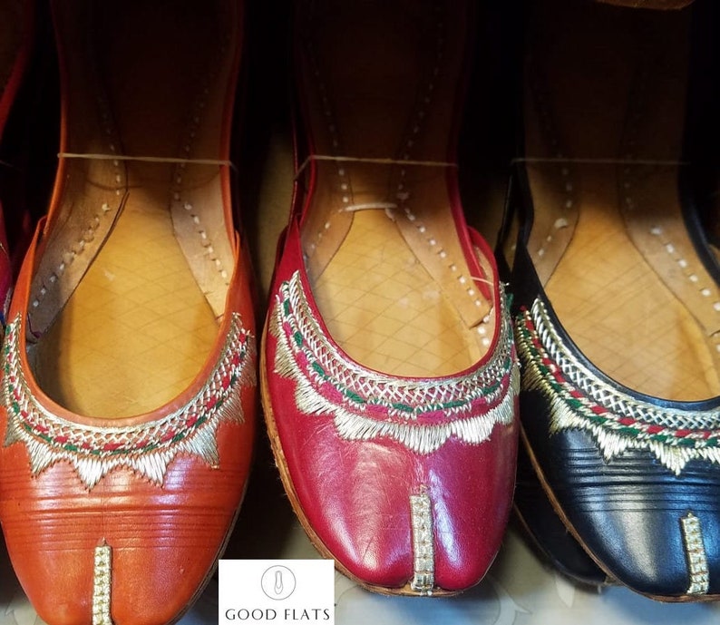 REIGN Leather Ballet Pumps Indian Punjabi Jutti Red Khussa Shoes