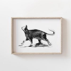 Black cat art print. Cat owner gift.