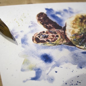 Impression aquarelle tortue de mer illustration nautique image 7