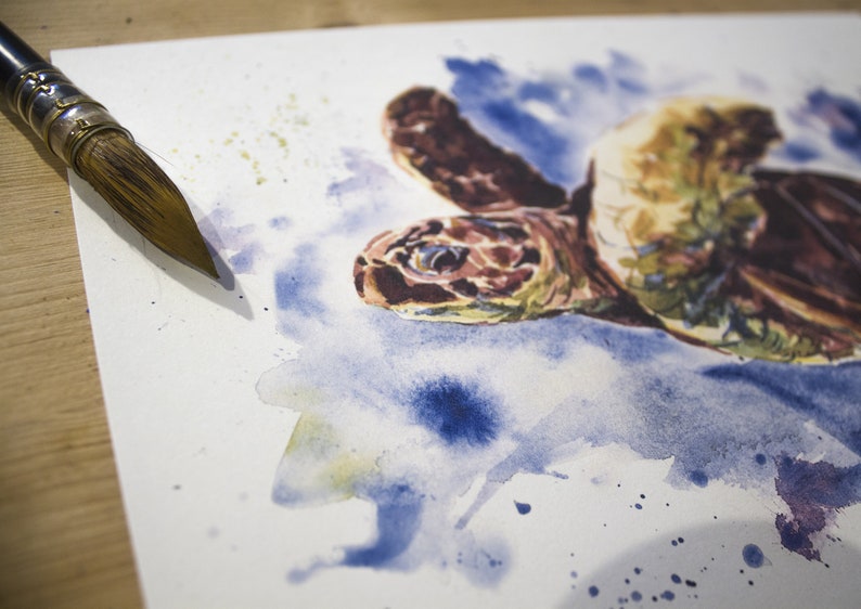 Impression aquarelle tortue de mer illustration nautique image 7