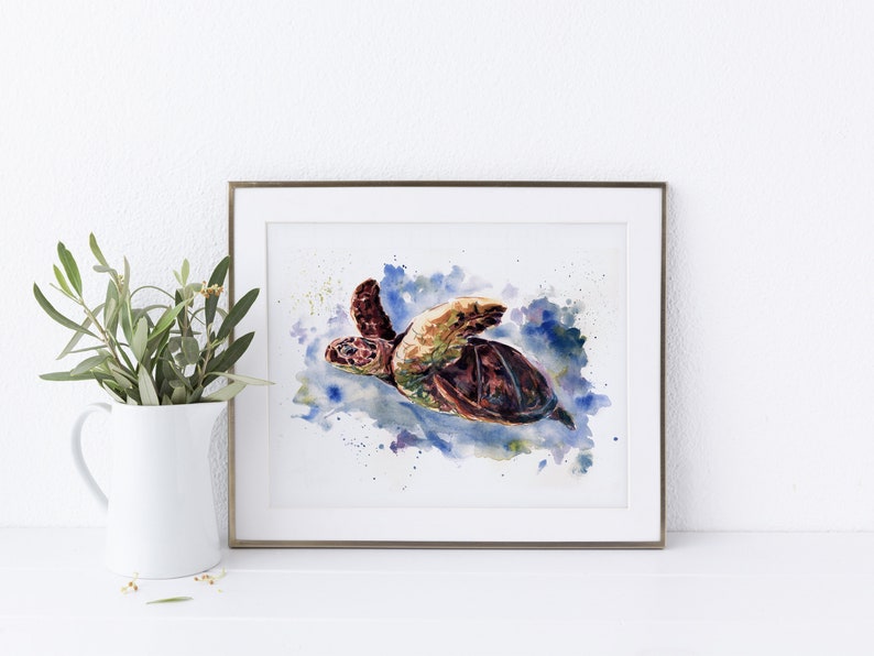 Impression aquarelle tortue de mer illustration nautique image 6