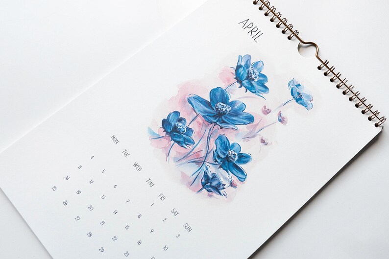 Wall Calendar 2023 Watercolor Flowers A4 Etsy Australia