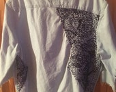 Upcycled Chaps Denim Shirt with Free Style Doodle Stitches.