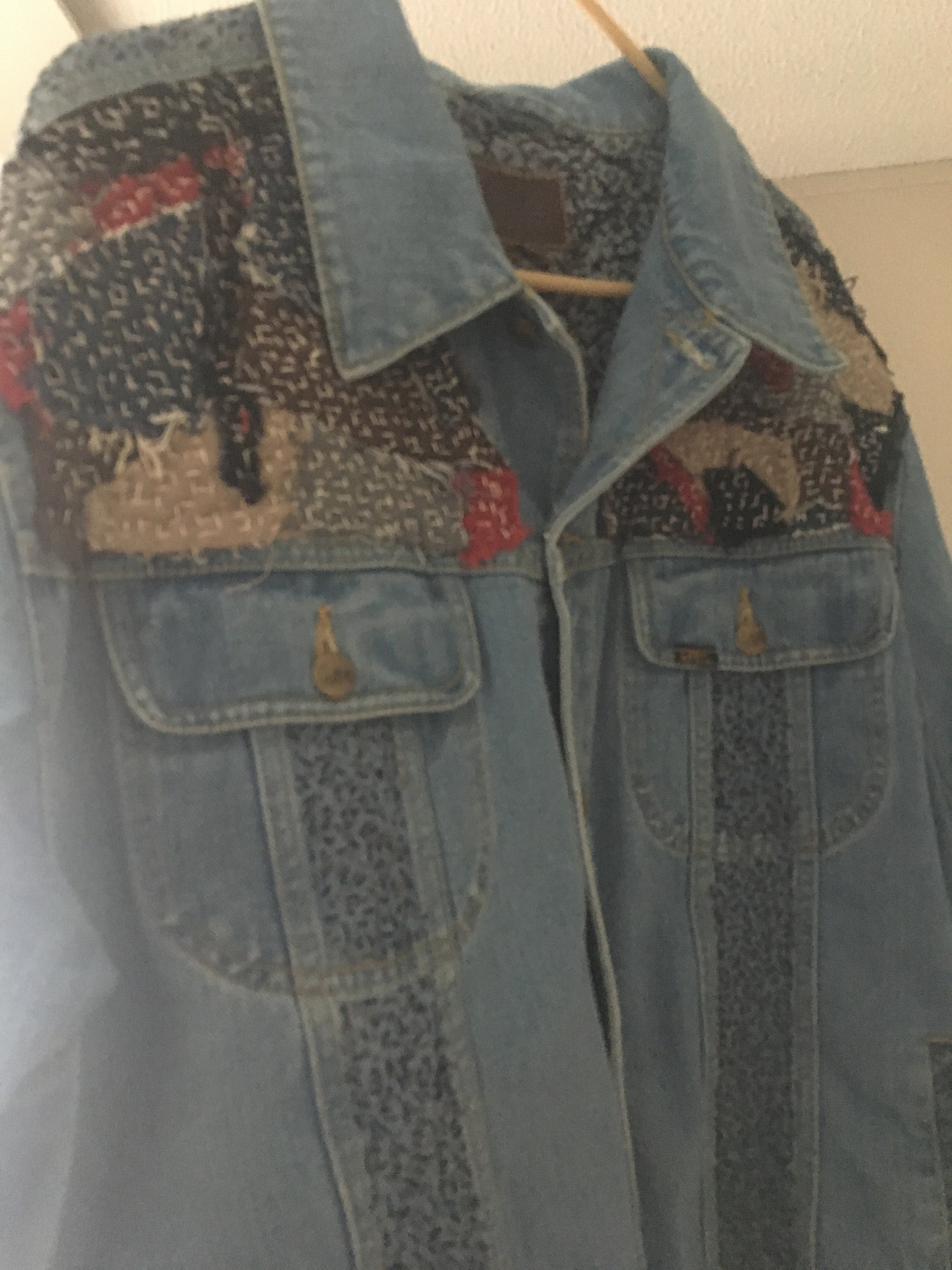 Oversized Upcycled Sashiko / Boro Inspired Denim Lee XXL Jean Etsy