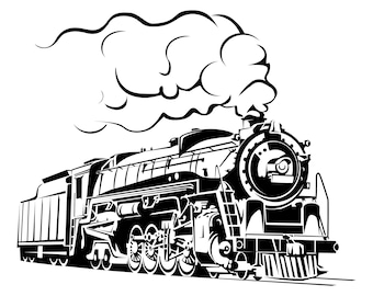 Steam train, Train, Vintage train, Retro train, Steam, Locomotive, Silhouette,SVG,Graphics,Illustration,Vector,Logo,Digital,Clipart