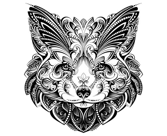 Download Fox Head Mandala Zentangle Animal | Etsy