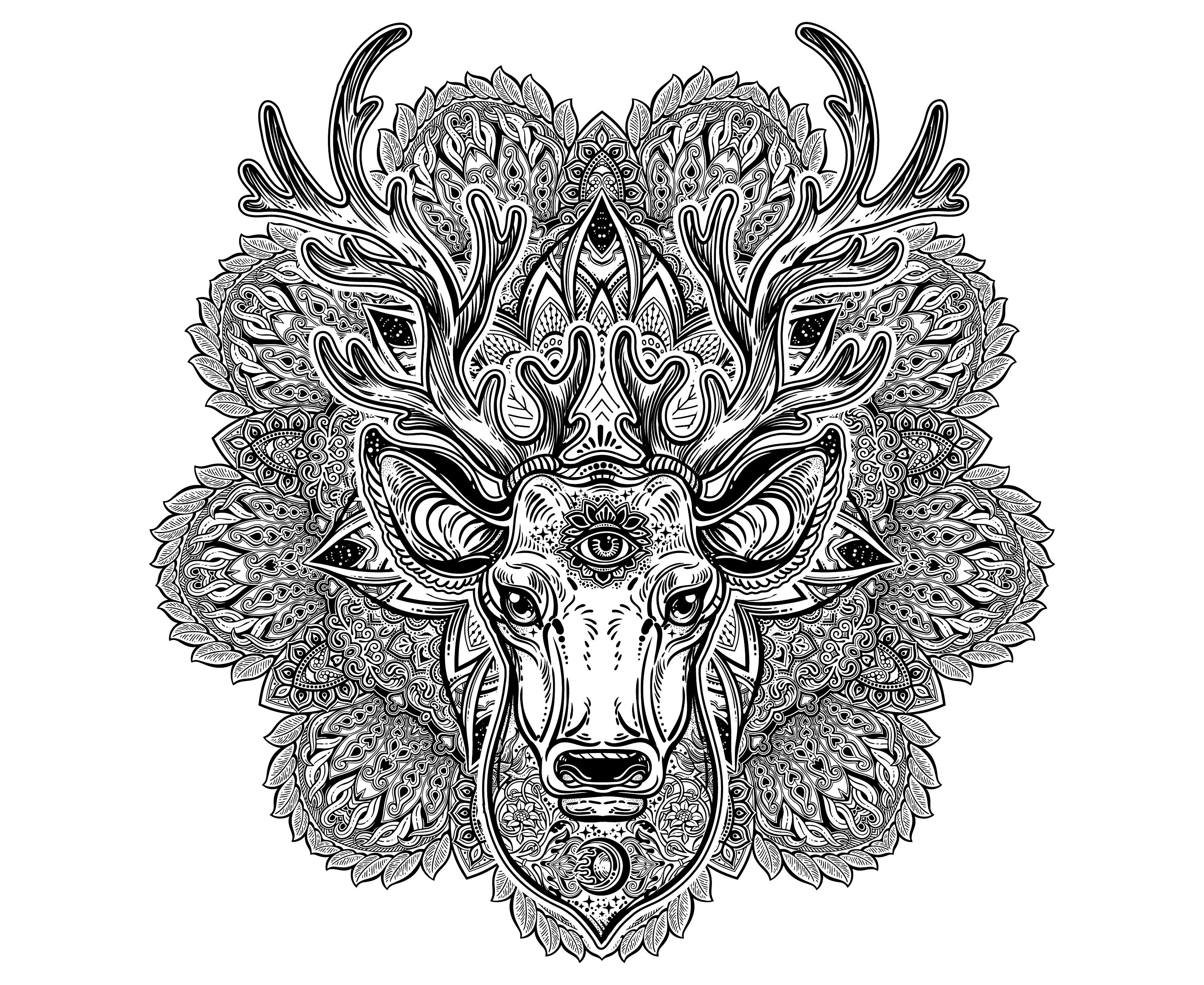 Hirsch Kopf Mandala Zentangle Tattoo Silhouette SVG Etsy